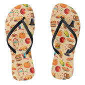 Erntedank Turkey Pumpkin Apple Pie Pattern Badesandalen (Fußbett)