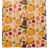 Erntedank Turkey Pumpkin Fall Pattern Duschvorhang (Vorderseite)