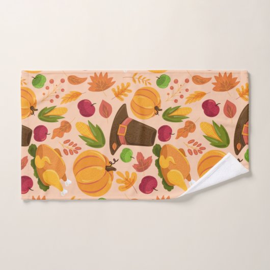 Erntedank Turkey Pumpkin Fall Pattern Handtuch (Handtuch)