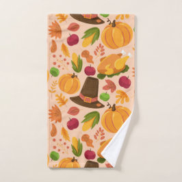 Erntedank Turkey Pumpkin Fall Pattern Handtuch