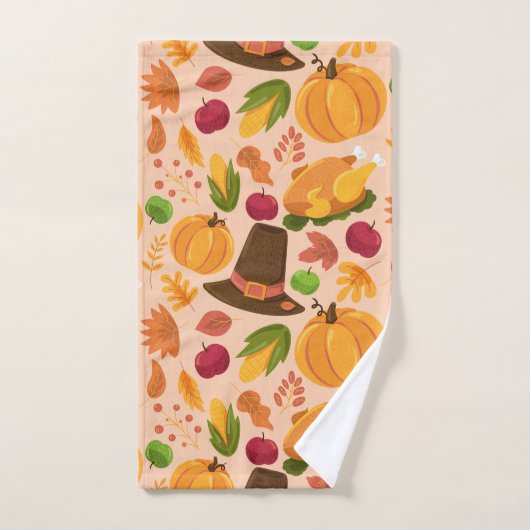 Erntedank Turkey Pumpkin Fall Pattern Handtuch (Handtuch)
