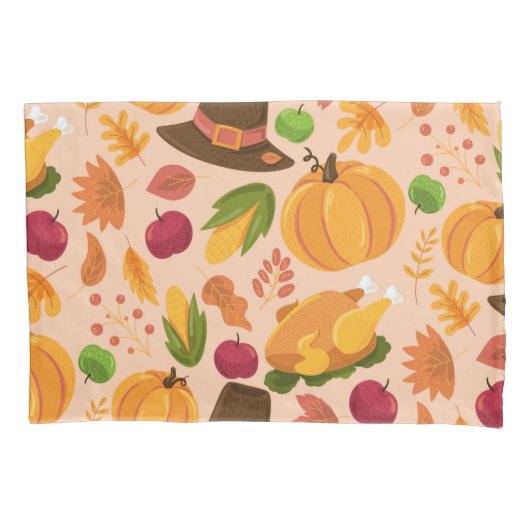 Erntedank Turkey Pumpkin Fall Pattern Kissenbezug (Vorderseite)