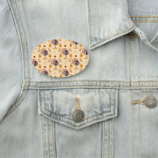 Erntedank Turkey Pumpkin Fall Pattern Namensschild (Beispiel)