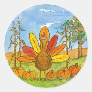 Erntedank Turkey Pumpkin Patch Runder Aufkleber