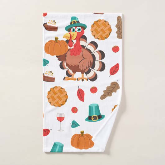 Erntedank Turkey Pumpkin Pie Pattern Handtuch (Handtuch)
