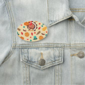 Erntedank Turkey Pumpkin Pie Pattern Namensschild (Beispiel)