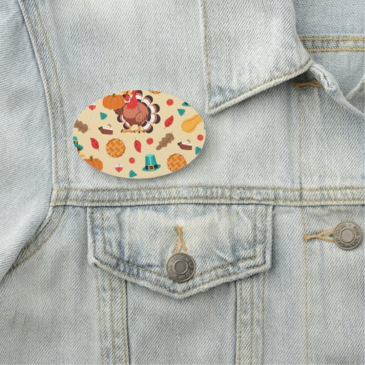 Erntedank Turkey Pumpkin Pie Pattern Namensschild (Beispiel)