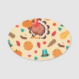 Erntedank Turkey Pumpkin Pie Pattern Namensschild