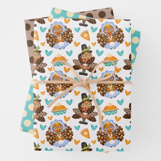Erntedank Turkey Pumpkin Pie Wrapping Paper Set Geschenkpapier Set (Beispiel)