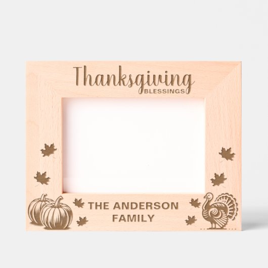 Erntedank Turkey Pumpkins Blätter Custom Geätzte Rahmen (Vorderseite)