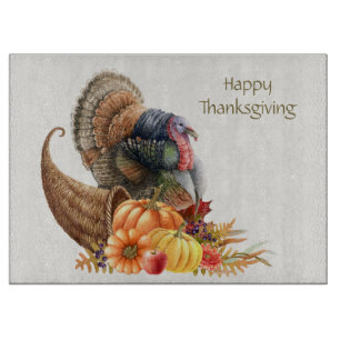 Erntedank Turkey Pumpkins Cutting Board Schneidebrett