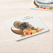 Erntedank Turkey Pumpkins Papier Untersetzer (angewinkelt)