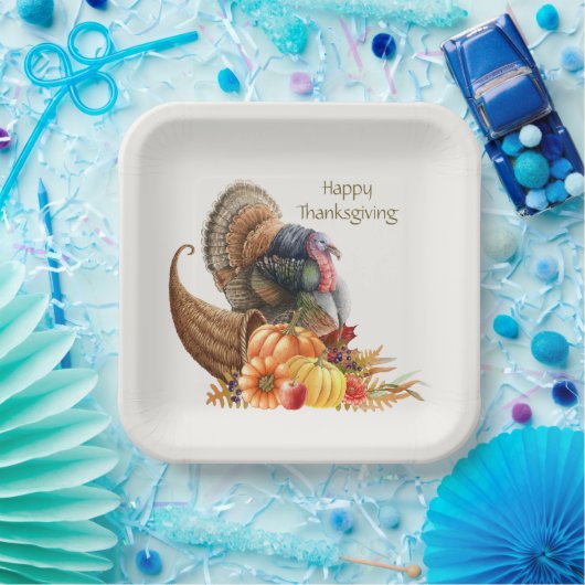 Erntedank Turkey Pumpkins Papierplatte Pappteller (Party)