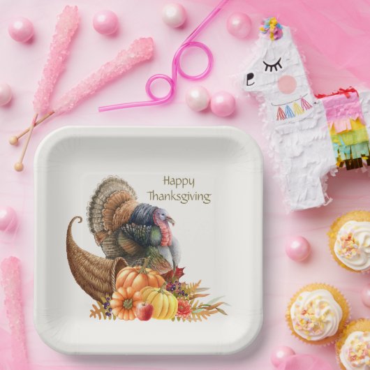 Erntedank Turkey Pumpkins Papierplatte Pappteller (Party)