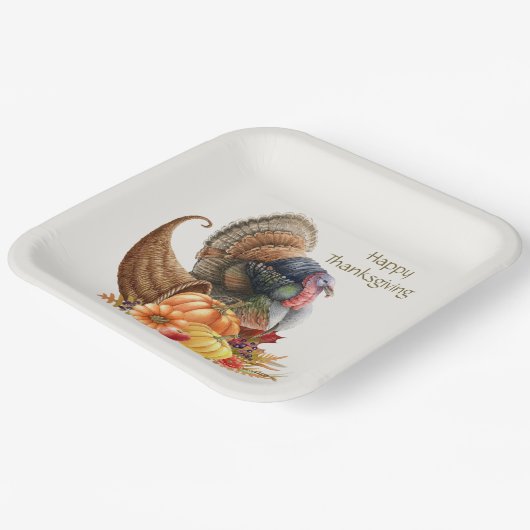 Erntedank Turkey Pumpkins Papierplatte Pappteller (Gewinkelt)