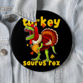 Erntedank Turkey Saurus T Rex Pilgrim Dinosaurier Button (Beispiel)