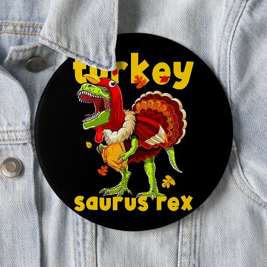 Erntedank Turkey Saurus T Rex Pilgrim Dinosaurier Button (Beispiel)