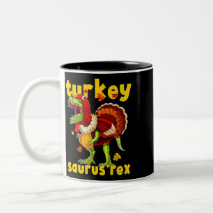 Erntedank Turkey Saurus T Rex Pilgrim Dinosaurier Zweifarbige Tasse
