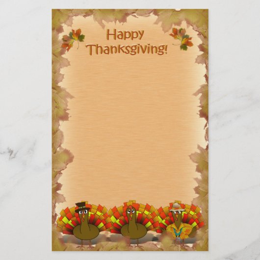 Erntedank Turkey Trio Briefpapier (Vorderseite)