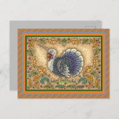 ERNTEDANK TÜRKEY UNICORN, WHIMSICAL FANTASY POSTKARTE (Vorne/Hinten)