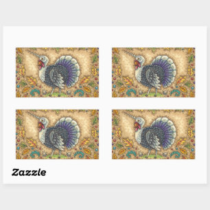 ERNTEDANK TÜRKEY UNICORN, WHIMSICAL FANTASY RECHTECKIGER AUFKLEBER