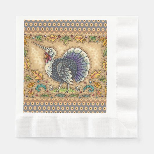 ERNTEDANK TÜRKEY UNICORN, WHIMSICAL FANTASY SERVIETTE (Vorderseite)