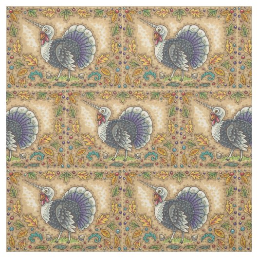 ERNTEDANK TÜRKEY UNICORN, WHIMSICAL FANTASY STOFF (Muster)
