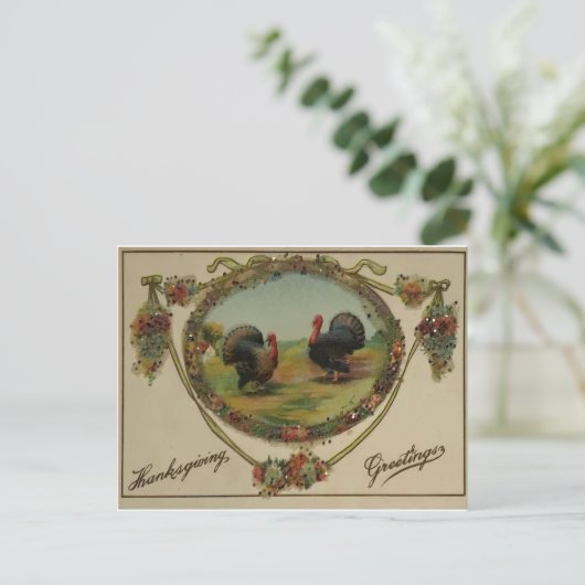 Erntedank Turkeys Postkarte (Stehend Vorderseite)