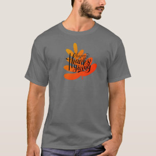 Erntedank Typografie mit T - Shirt aus Fallblätter