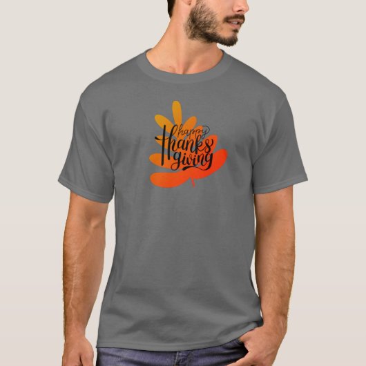 Erntedank Typografie mit T - Shirt aus Fallblätter (Vorderseite)