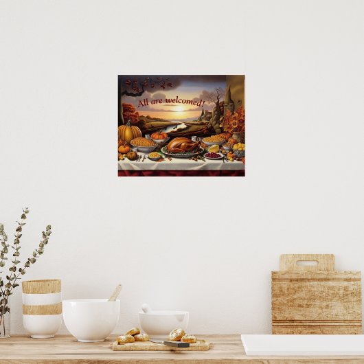 Erntedank Überfluss (alle sind willkommen) Plakat (Küche)