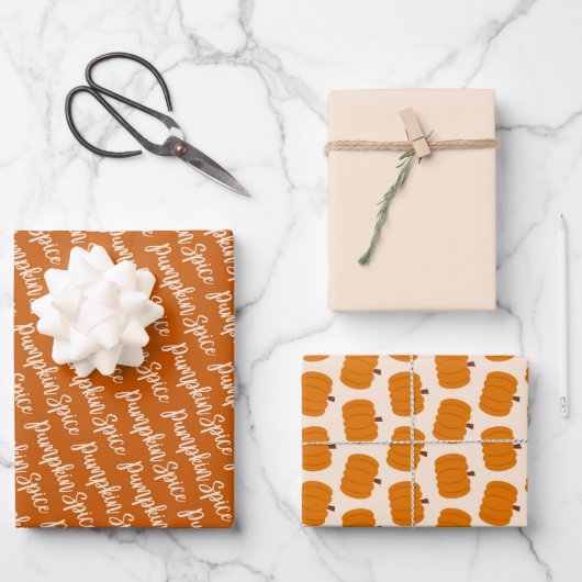 Erntedank und Fall Pumpkins Gewürzorange Geschenkpapier Set (Vorderseite)