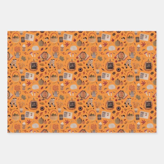 Erntedank- und Fallwackelpapier 3 Funky Sheets Geschenkpapier Set (Vorderseite 2)