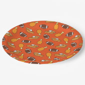 Erntedank- und Fußball-Muster Pappteller (Schrägansicht)