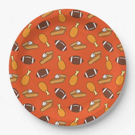 Erntedank- und Fußball-Muster Pappteller (Vorderseite)