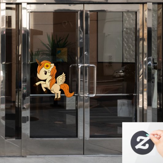 Erntedank Unicorn Pegasus Fensteraufkleber (Büro Tür)
