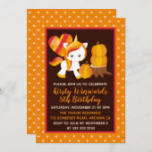 Erntedank Unicorn Pumpkin Geburtstag Einladung (Vorne/Hinten)