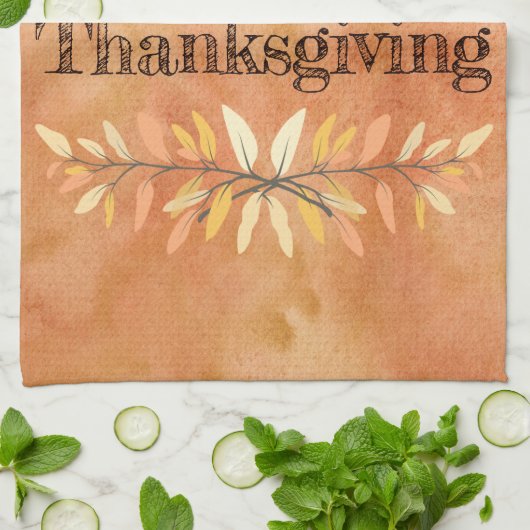 Erntedank Urlaub Herbst Leaf Grenzen Custom Geschirrtuch (Gefaltet)