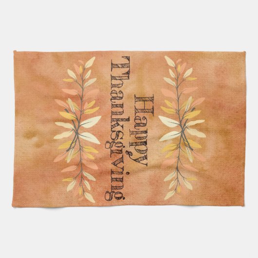 Erntedank Urlaub Herbst Leaf Grenzen Custom Geschirrtuch (Horizontal)