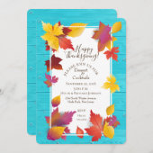 Erntedank Urlaubserlebnis Ahorn Blätter Wasserfarb Einladung (Vorne/Hinten)