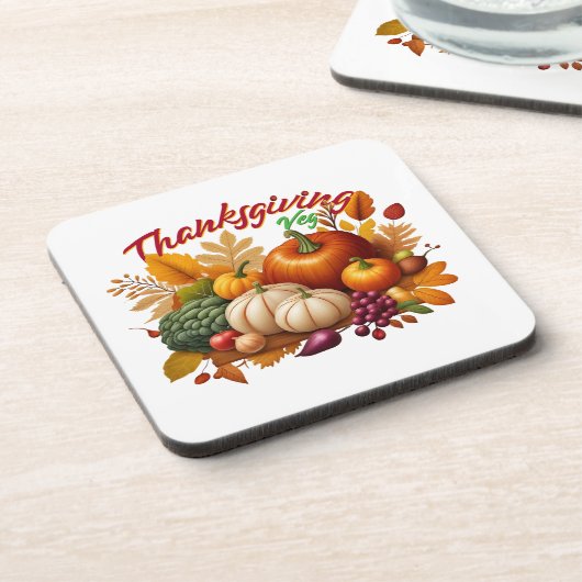 Erntedank Vegan Getränkeuntersetzer (Linke Seite)