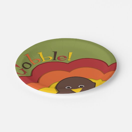 Erntedank versteckt Truthahn Pappteller (Schrägansicht)