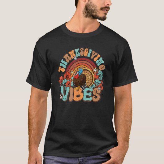 Erntedank Vibes Retro Türkei Rainbow Fall Autum T-Shirt (Vorderseite)