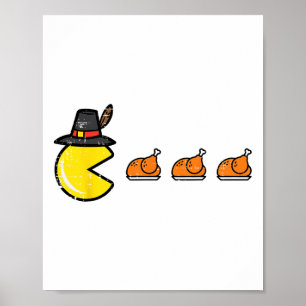 Erntedank Video Game Eating Turkey Gamer Men Wo Poster