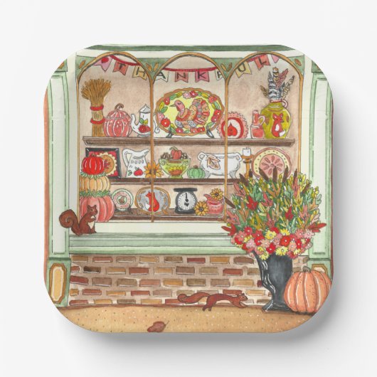 Erntedank Vintag Antiquitätengeschäft Pappteller (Vorderseite)
