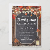 Erntedank Vintag Lantern Rustikales Barnholz Einladung (Vorderseite)