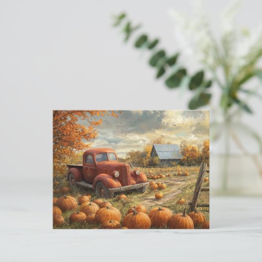 Erntedank Vintag Pumpkin-Patch Halloween Postkarte (Stehend Vorderseite)