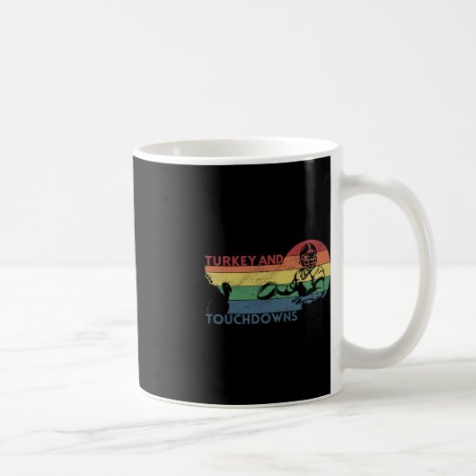 Erntedank Vintag Retro Türkei und Touchdowns F Kaffeetasse (Rechts)