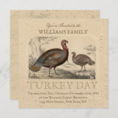 Erntedank Vintag Türkei Abendessen Einladung (Vorne/Hinten)