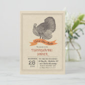 Erntedank Vintag Türkei Einladung (Stehend Vorderseite)